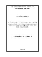 BẢO vệ NGƯỜI LAO ĐỘNG CHƯA THÀNH NIÊN THEO PHÁP LUẬT LAO ĐỘNG từ THỰC TIỄN TỈNH THÁI NGUYÊN 