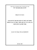 Giải quyết tranh chấp về thừa kế theo pháp luật từ thực tiễn xét xử của tòa án nhân dân tại phú thọ