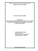 SKKN một số kinh nghiệm sử dụng sơ đồ tư duy trong dạy học ngữ văn 9 nhằm nâng cao chất lượng dạy học 