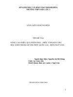 SKKN nâng cao hiệu quả phần đọc   hiểu văn bản cho học sinh trong kì thi THPT quốc gia   môn ngữ văn 