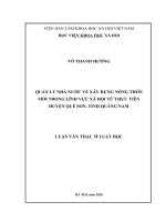 quản lý nhà nước về xây dựng nông thôn mới trong lĩnh vực xã hội từ thực tiễn huyện quế sơn, tỉnh quảng nam 