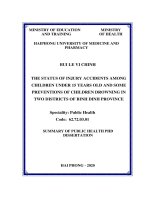 Thực trạng tai nạn thương tích trẻ em dưới 15 tuổi và một số can thiệp dự phòng tai nạn đuối nước tại hai huyện ở tỉnh bình định tt tiếng anh 