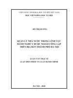 QUẢN lý NHÀ nước TRONG LĨNH vực HÀNH NGHỀ y dược NGOÀI CÔNG lập TRÊN địa bàn THÀNH PHỐ hà nội 