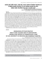 Khảo sát kiến thức, thái độ, thực hành về bệnh trứng cá ở bệnh nhân trứng cá tại phòng khám da liễu Bệnh viện Trường Đại học Y Dược Huế