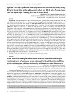 Nghiên cứu hiệu quả tiêm methylprednison acetate nội khớp trong điều trị thoái hóa khớp gối nguyên phát tại Bệnh viện Trung ương Huế và Bệnh viện Trường Đại học Y Dược Huế