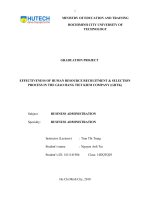Khóa luận tốt nghiệp: EFFECTIVENESS OF HUMAN RESOURCE RECRUITMENT AND SELECTION PROCESS IN GIAO HANG TIET KIEM COMPANY