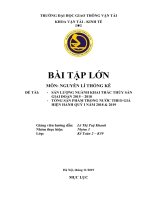 Bài tập lớn môn Nguyên lí thống kê: Sản lượng ngành khai thác thủy sản giai đoạn 2015 – 2018