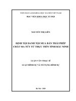 Định tội danh tội mua bán trái phép chất ma túy từ thực tiễn tỉnh bắc ninh 