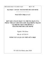 Tóm tắt luận án Tiến sĩ Y học: Kết quả ngắn hạn và trung hạn của phẫu thuật chuyển gốc đại động mạch tại Bệnh viện Nhi đồng 1 thành phố Hồ Chí Minh