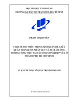 Chia sẻ tri thức trong mối quan hệ giữa quản trị nhân lực và sự hài lòng trong công việc tại các doanh nghiệp vừa ở thành phố hồ chí minh 