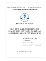 Khóa luận tốt nghiệp: Hoạt động bảo lãnh tín dụng cho doanh nghiệp nhỏ và vừa tại Quỹ bảo lãnh tín dụng thành phố Hồ Chí Minh