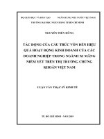 Tác động của cấu trúc vốn đến hiệu quả hoạt động kinh doanh của các doanh nghiệp trong ngành xi măng niêm yết trên thị trường chứng khoán việt nam 
