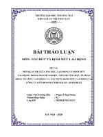 Thảo luận Tổ chức định mức lao động (Mối quan hệ giữa tổ chức lao động và định mức lao động trong doanh nghiệp.  Liên hệ với thực tế hoạt động tổ chức lao động và xây dựng định mức lao động tại công ty Liên doanh TNHH Hải Hà  KOTOBUKI)