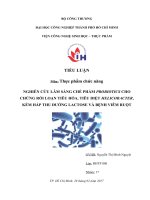 Tiểu luận thực phẩm chức năng: Nghiên cứu lâm sàng chế phẩm Probiotics cho chứng rối loạn tiêu hóa, tiêu diệt Helicobacter, kém hấp thu đường lactose và bệnh viêm ruột