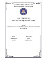 Bài thảo luận quản trị thương hiệu vấn đề xây DỰNG THƯƠNG HIỆU CHO sản PHẨM BIA HANDMEDE  BUTTERHEXE 