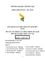 THẢO LUẬN DU LỊCH bền VỮNG TÁC ĐỘNG CỦA HOẠT ĐỘNG DU LỊCH ĐẾN HỆ XÃ HỘI NHÂN VĂN TẠI sapa lào cai