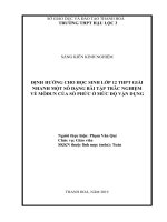 SKKN ĐỊNH HƯỚNG CHO học SINH lớp 12 THPT GIẢI NHANH một số DẠNG bài tập TRĂC NGHIỆM về MÔĐUN của số PHỨC ở mức độ vận DỤNG 