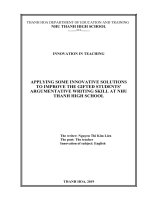 Applying some innovative solutions to improve the gifted students’ argumentative writing skill at nhu thanh high school 