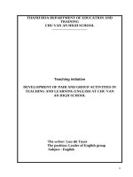 Development of pair and group activities in teaching and learning english at chu van an high school  