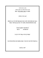 PHÁP LUẬT VỀ HỖ TRỢ KHI NHÀ NƯỚC THU HỒI ĐẤT QUA THỰC TIỄN QUẬN BẮC TỪ LIÊM, THÀNH PHỐ HÀ NỘI
