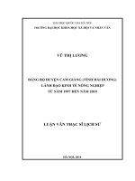 ĐẢNG BỘ HUYỆN CẨM GIÀNG (TỈNH HẢI DƢƠNG) LÃNH ĐẠO KINH TẾ NÔNG NGHIỆP TỪ NĂM 1997 ĐẾN NĂM 2010