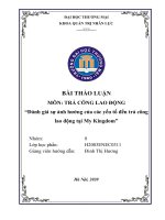 Bài thảo luận trả công lao động (Đánh giá sự ảnh hưởng của các yếu tố đến trả công lao động tại My Kingdom)