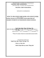 HOW TO ORGANIZE PAIR WORK AND GROUP WORK EFFECTIVELY IN TEACHING ENGLISH FOR 10th GRADE STUDENTS AT HAM RONG HI 