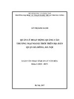 QUẢN LÝ HOẠT ĐỘNG QUẢNG CÁO THƯƠNG MẠI NGOÀI TRỜI TRÊN ĐỊA BÀN QUẬN HÀ ĐÔNG, HÀ NỘI
