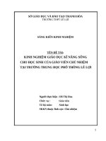 SKKN kinh nghiệm giáo dục kỹ năng sống cho học sinh của giáo viên chủ nhiệm tại trường THPT lê lợi 