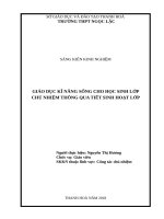 SKKN giáo dục kỹ năng sống cho học sinh lớp chủ nhiệm thông qua tiết sinh hoạt lớp 