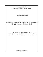 Tóm tắt luận văn thạc sĩ: Nghiên cứu đánh giá hiện trạng và nâng cấp tải trọng cầu Nam Ô cũ