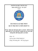 quản trị chất lượng dịch vụ (Đánh giá chất lượng dịch vụ du lịch : thiết kế mẫu phiếu điều tra, xử lý kết quả và phân tích các yếu tố ảnh hưởng đến chất lượng dịch vụ du lịch)