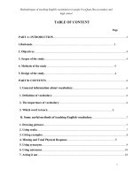 Methodologies of teaching english vocabularies in grade 6 in quan hoa secondary and high school 