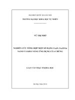 Luận văn thạc sĩ khoa học: Nghiên cứu tổng hợp một số dạng Cu2o, Cu2o – Au Nano và khả năng ứng dụng của chúng