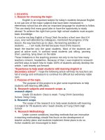 SKKN kinh nghiệm để giúp học sinh yếu kém hứng thú trong việc học tiếng anh đối với học sinh lớp 7 THCS trung chính 