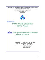 Báo cáo môn Công nghệ chế biến thực phẩm: Sản xuất maltodextrin từ tinh bột bắp chỉ số DE=10