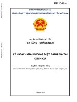 DỰ ÁN ĐƯỜNG CAO TỐC ĐÀ NẴNG - QUẢNG NGÃI KẾ HOẠCH GIẢI PHÓNG MẶT BẰNG VÀ TÁI ĐỊNH CƯ