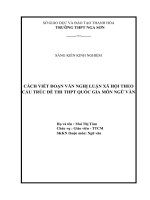 Cách viết đoạn văn nghị luận xã hội theo cấu trúc đề thi THPT quốc gia môn ngữ văn 