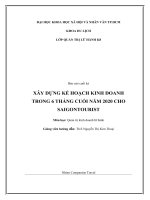 Tiểu luận môn quản trị kinh doanh lữ hành xây dựng kế hoạch kinh doanh trong 6 tháng cuối năm 2020 cho saigontourist 