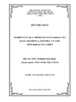 Đồ án tốt nghiệp: Nghiên cứu quy trình sản xuất khoai tây dạng sợi đông lạnh phục vụ cho món khoai tây chiên
