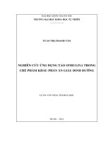 Luận văn thạc sĩ khoa học: Nghiên cứu ứng dụng tảo spirulina trong chế phẩm khẩu phần ăn giàu dinh dưỡng