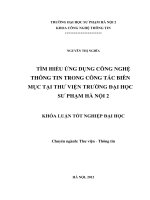 Luận văn sư phạm Tìm hiểu ứng dụng công nghệ thông tin trong công tác biên mục tại Thư viện Trường Đại học Sư phạm Hà Nội 2