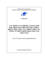 Tác động của phong cách lãnh đạo nhật bản đến kết quả thực hiện công việc của nhân viên các công ty phần mềm nhật bản tại việt nam 