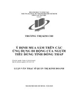 Ý định mua sắm trên các ứng dụng di động của người tiêu dùng tỉnh đồng tháp 