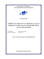 Nghiên cứu niềm tin và ý định mua lặp lại đối với trái cây hữu cơ của người tiêu dùng tại thành phố hồ chí minh 
