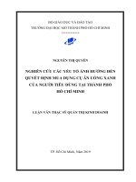 Nghiên cứu các yếu tố ảnh hưởng đến quyết định mua dụng cụ ăn uống xanh của người tiêu dùng tại thành phố hồ chí minh 