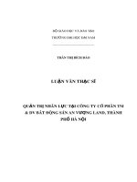Luận văn Thạc sĩ Kinh tế: Quản trị nhân lực tại công ty cổ phần thương mại và dịch vụ bất động sản An Vượng Land, thành phố Hà Nội