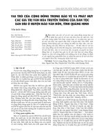 Vai trò của cộng đồng trong bảo vệ và phát huy các giá trị văn hóa truyền thống của dân tộc Sán Dìu ở huyện đảo Vân Đồn, tỉnh Quảng Ninh