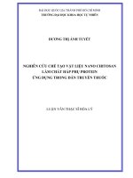 Luận văn thạc sĩ hóa lý: Nghiên cứu chế tạo vật liệu nano chitosan làm chất hấp thụ protein ứng dụng trong dẫn truyền thuốc