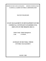 Quản lý nhà nước về phát triển đội ngũ công chức cấp xã người khmer vùng đồng bằng sông cửu long tt tiếng anh 
